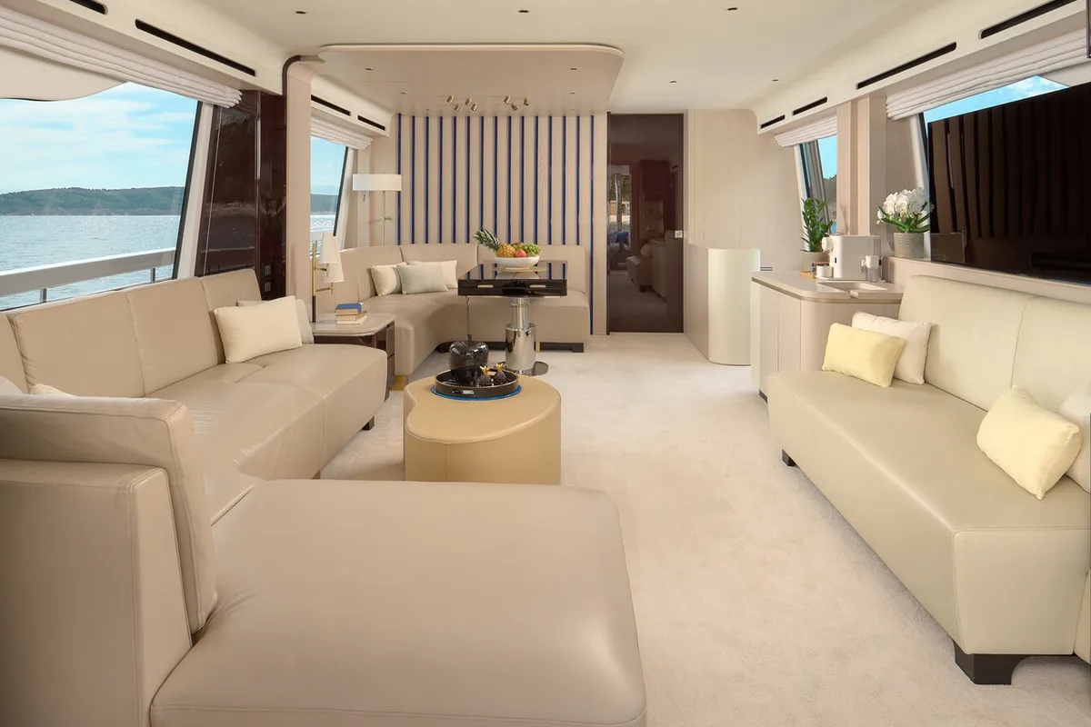 Salon of Viva, a Azimut 78 Fly motor yacht at Podstrana - Miljevac, Croatia