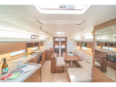 Galley of Paradisea, a Beneteau Oceanis 46.1 sailboat at Kontokali, Greece