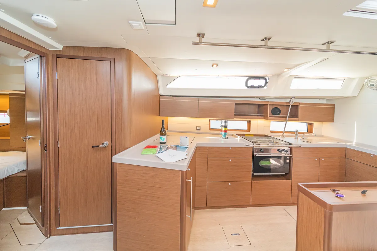 Galley of Paradisea, a Beneteau Oceanis 46.1 sailboat at Kontokali, Greece