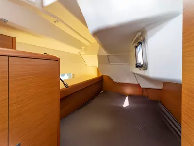 Cabin on BarElli, a Jeanneau Sun Odyssey 389 sailboat at Palma de Mallorca, Spain