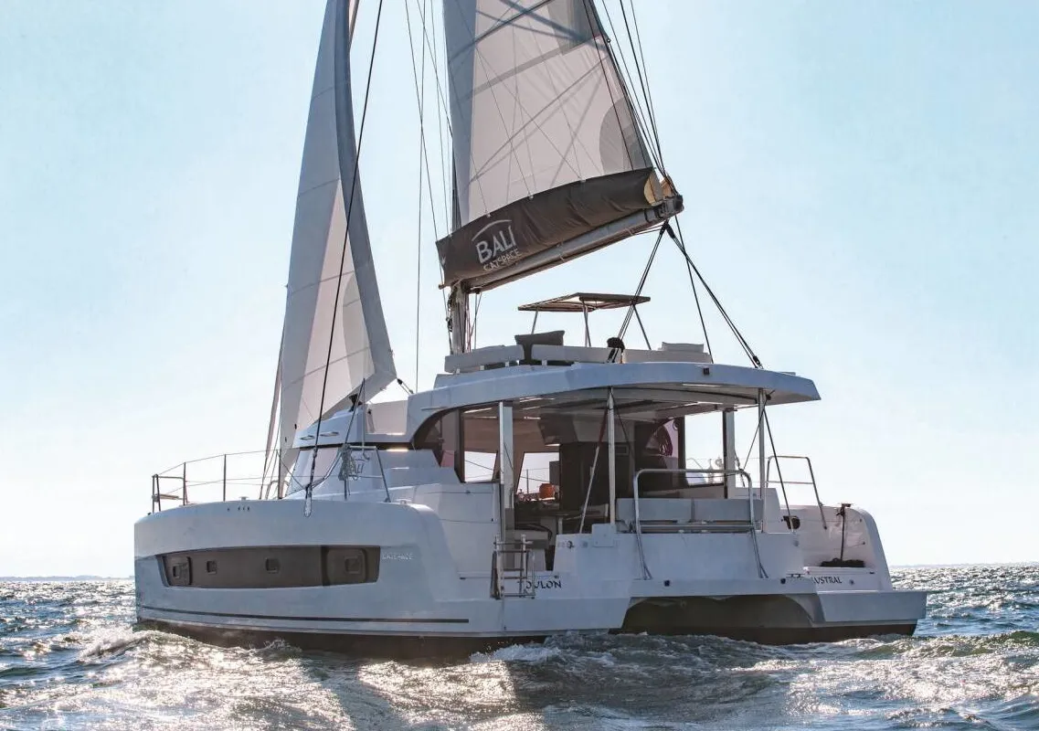 Exterior view of Era già tutto previsto, a Bali Catspace catamaran at Palermo, Italy