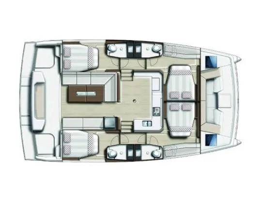Floor plan of Era già tutto previsto, a Bali Catspace catamaran at Palermo, Italy