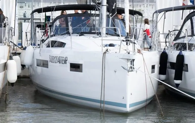 Exterior view of Colibri, a Jeanneau Sun Odyssey 410 sailboat at Salerno, Italy