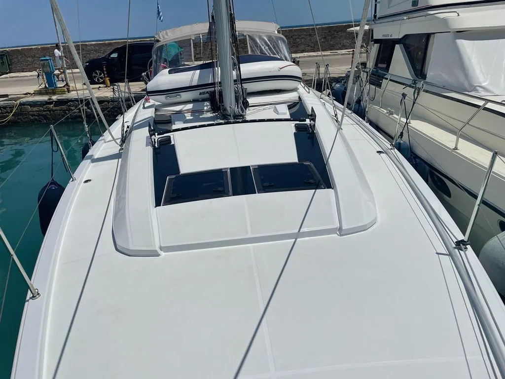 Exterior view of Boreas, a Beneteau Oceanis 46.1 sailboat at Zakynthos Municipal Unit, Greece