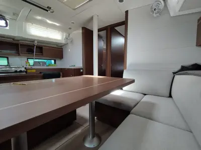 Salon of Boreas, a Beneteau Oceanis 46.1 sailboat at Zakynthos Municipal Unit, Greece