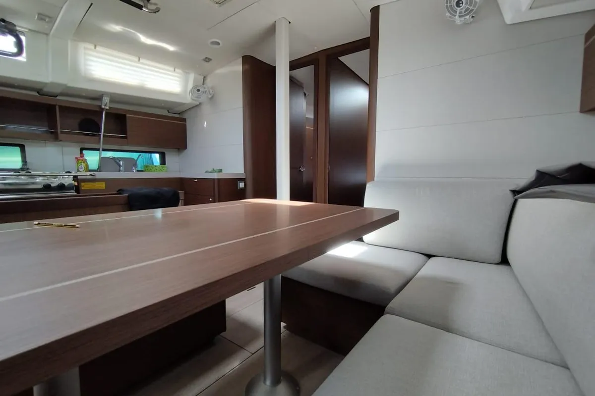 Salon of Boreas, a Beneteau Oceanis 46.1 sailboat at Zakynthos Municipal Unit, Greece