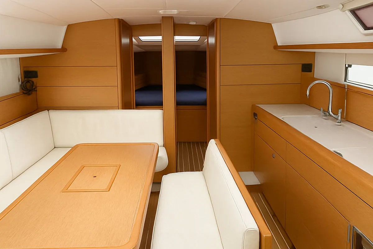 Salon of Santa Ponsa, a Jeanneau Sun Odyssey 469 sailboat at Palma de Mallorca, Spain