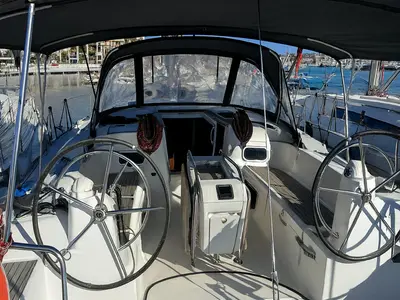 Cockpit of Santa Ponsa, a Jeanneau Sun Odyssey 469 sailboat at Palma de Mallorca, Spain