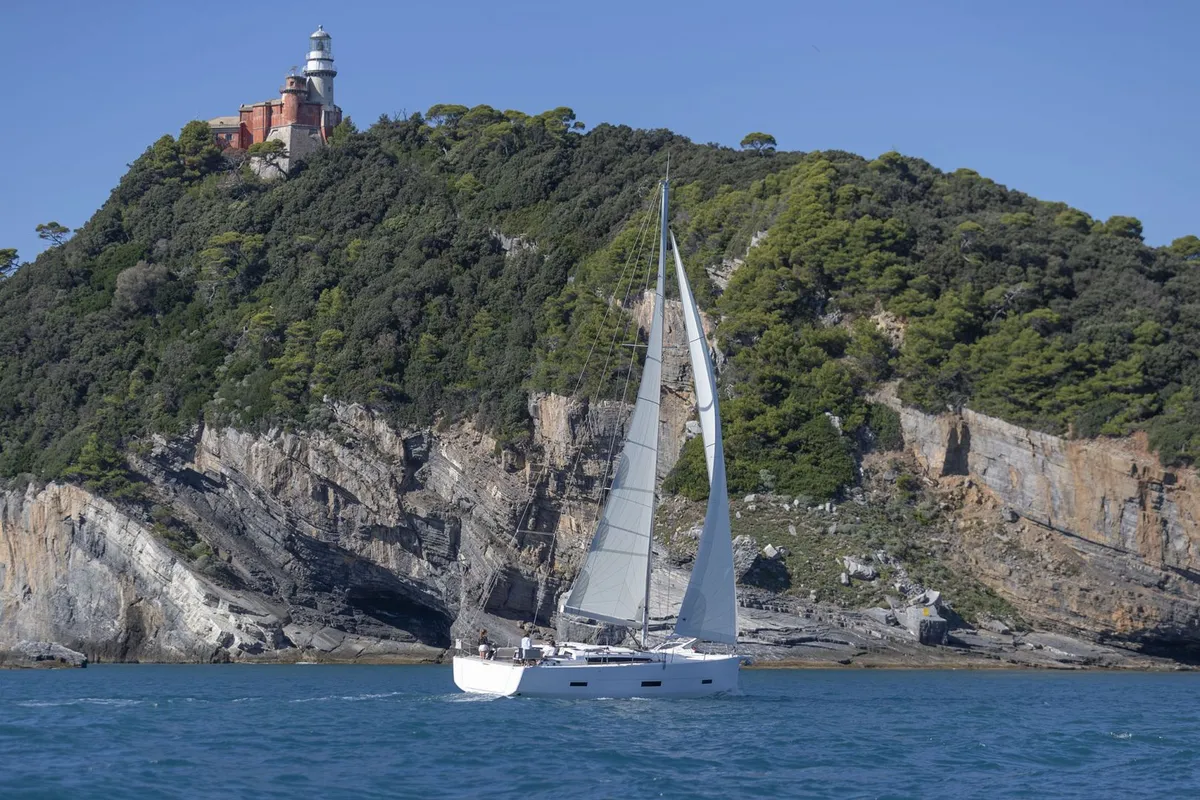 Exterior view of Pyxis, a Dufour 430 GL sailboat at Marseille, France