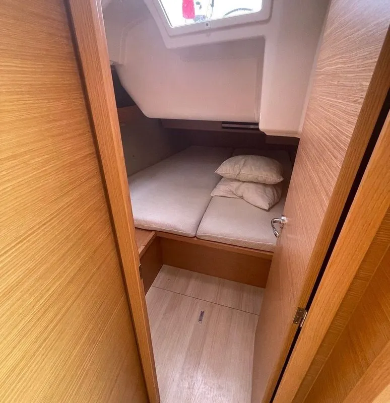 Cabin on Pyxis, a Dufour 430 GL sailboat at Marseille, France