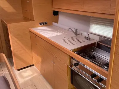 Galley of Pyxis, a Dufour 430 GL sailboat at Marseille, France