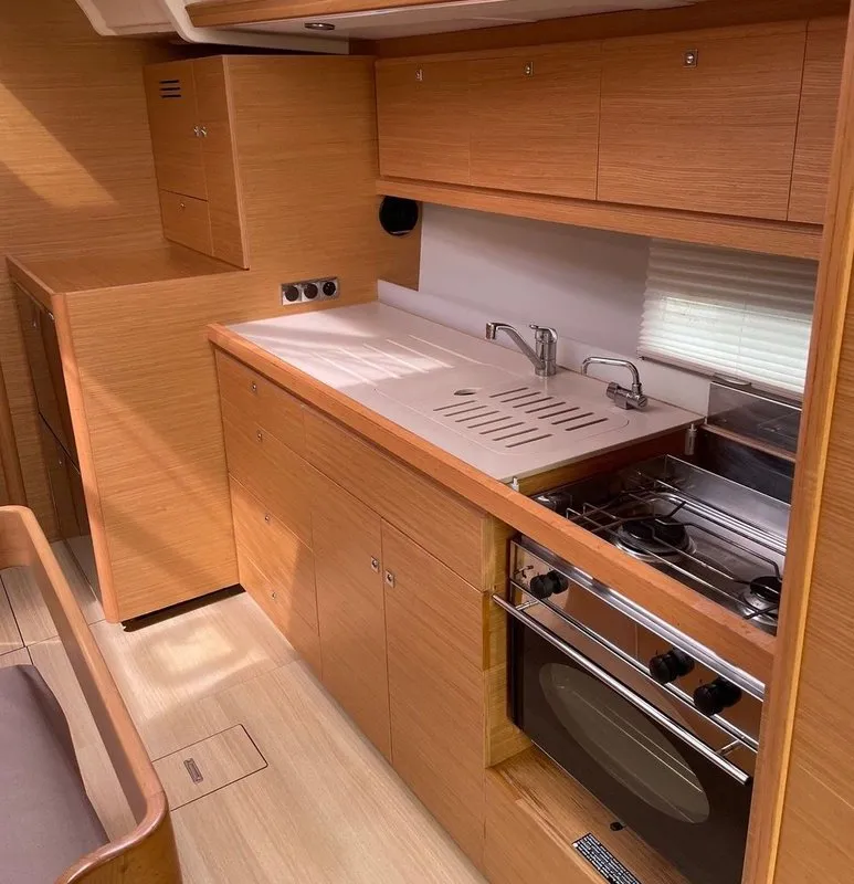 Galley of Pyxis, a Dufour 430 GL sailboat at Marseille, France