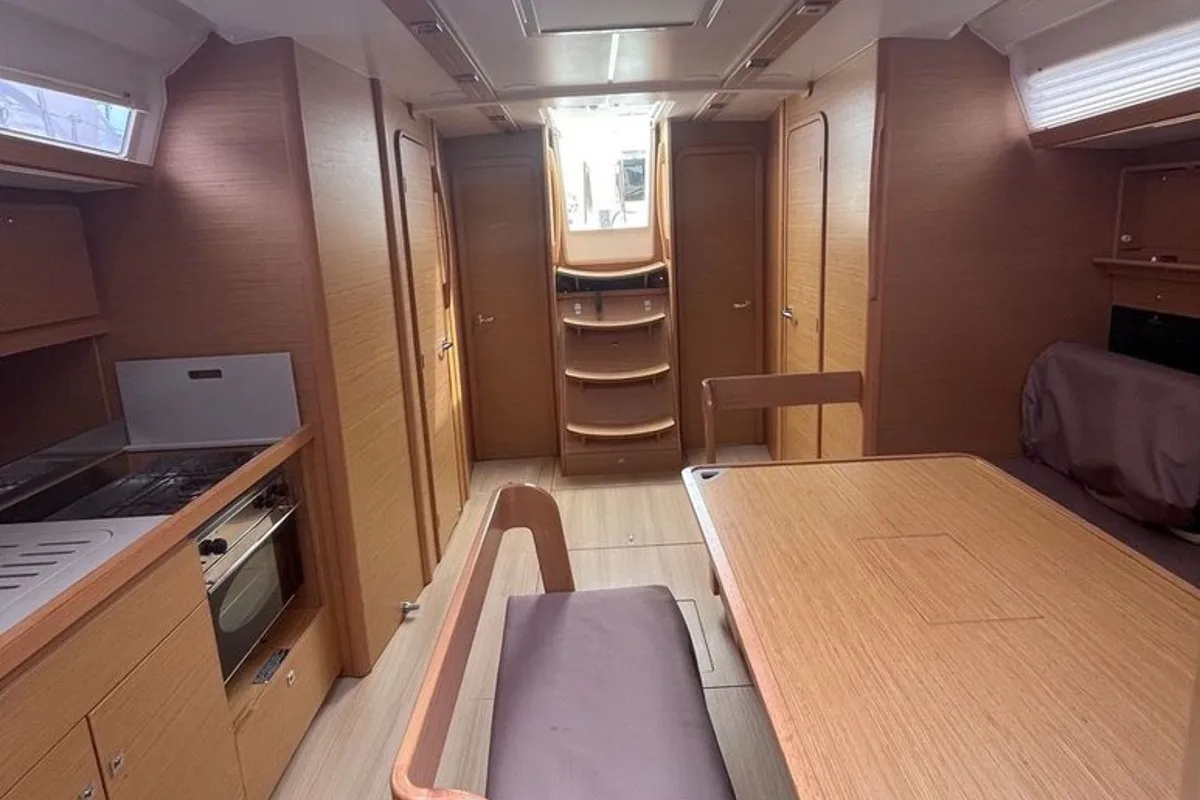 Salon of Pyxis, a Dufour 430 GL sailboat at Marseille, France