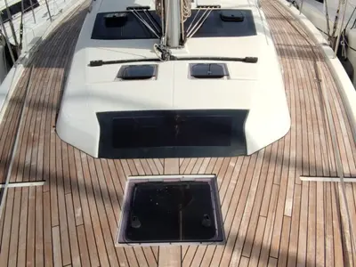 Deck of Pyxis, a Dufour 430 GL sailboat at Marseille, France