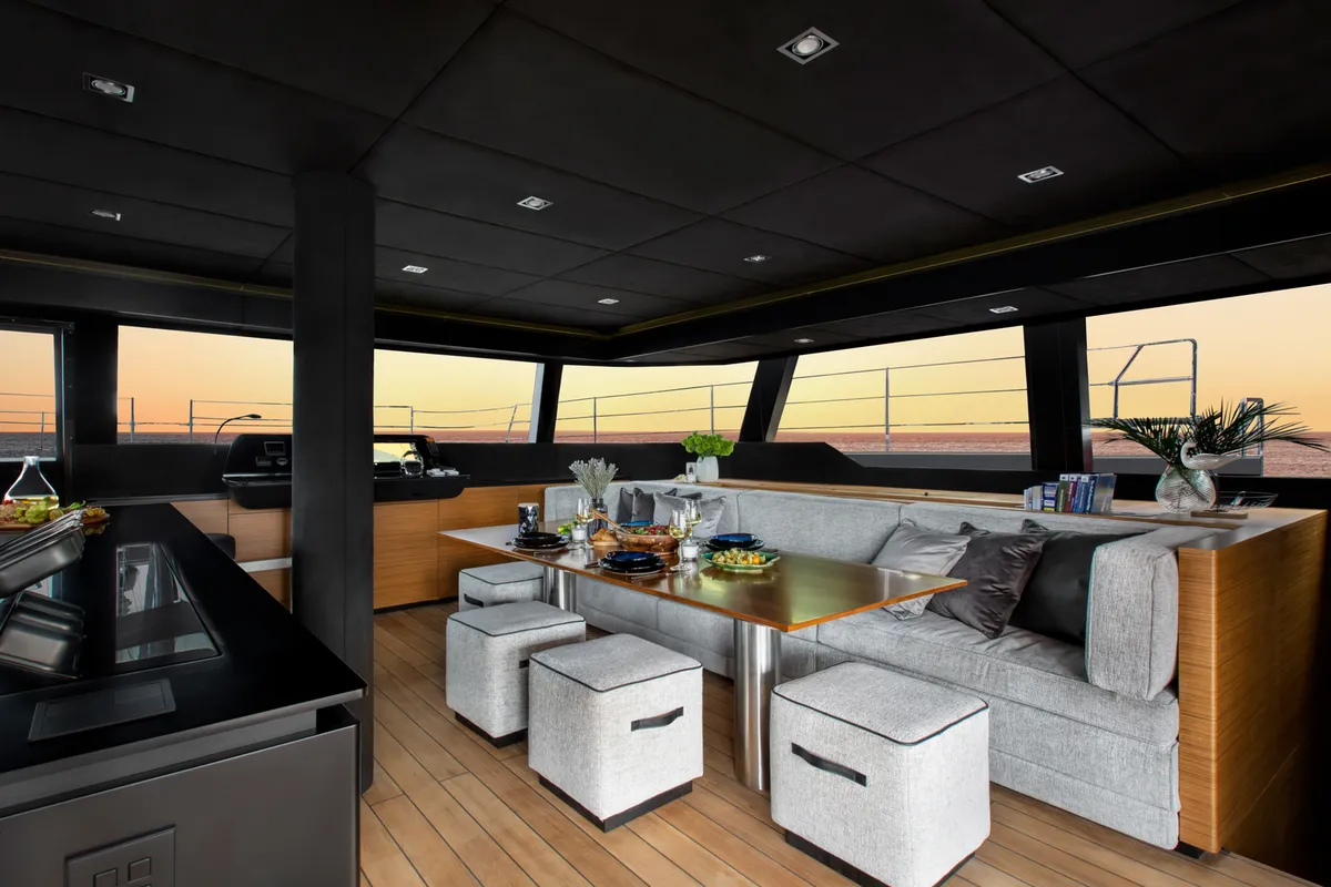 Calma, a Sunreef 60 catamaran at Ibiza, Spain