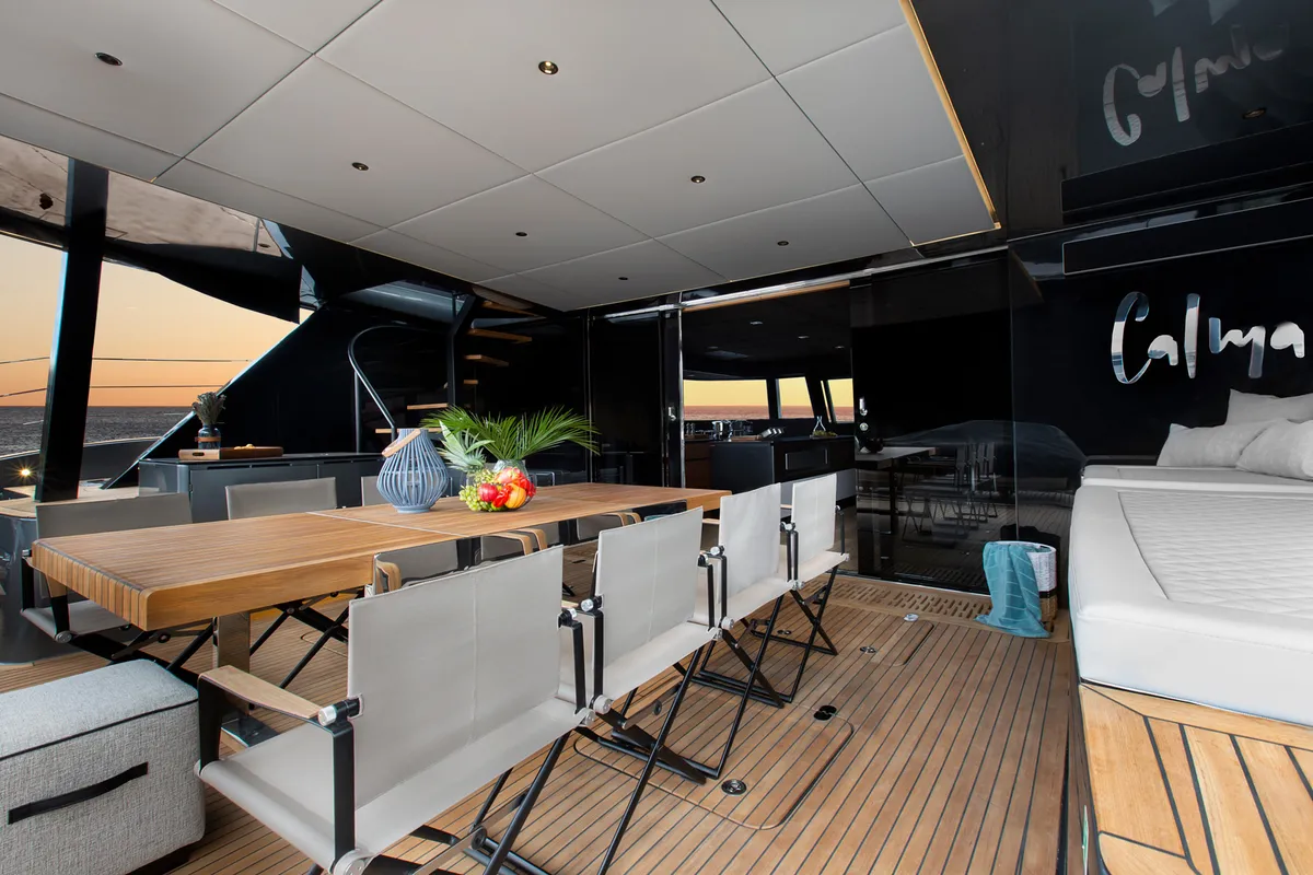 Calma, a Sunreef 60 catamaran at Ibiza, Spain