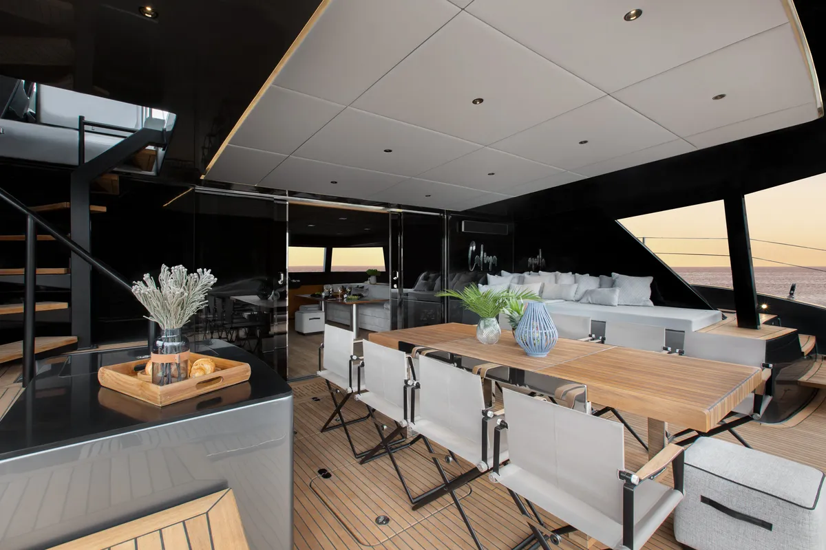 Calma, a Sunreef 60 catamaran at Ibiza, Spain