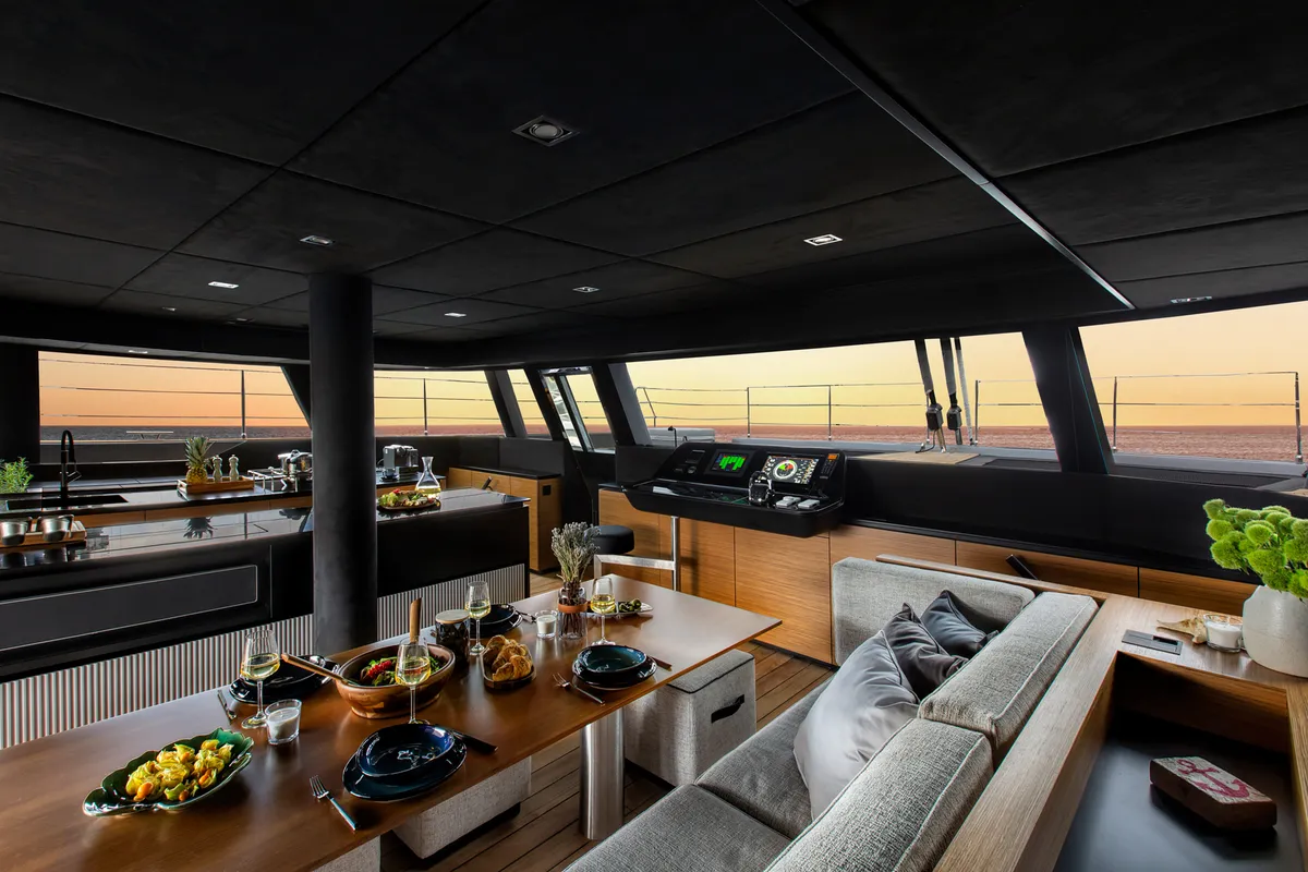 Calma, a Sunreef 60 catamaran at Ibiza, Spain