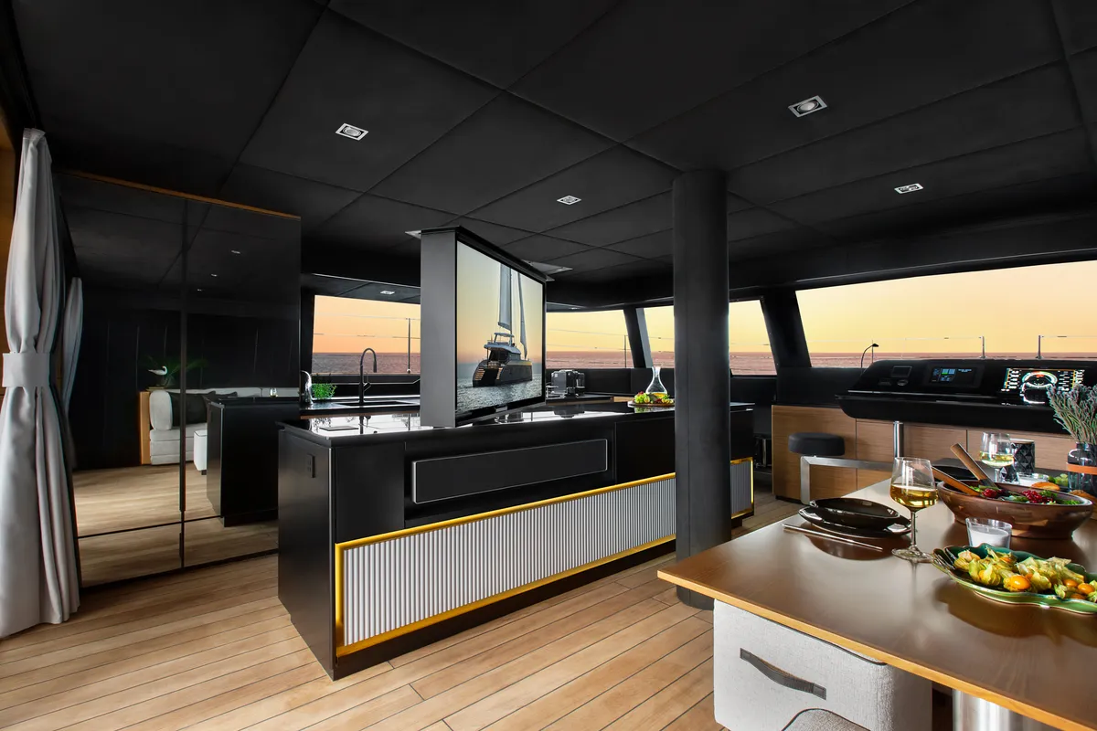 Calma, a Sunreef 60 catamaran at Ibiza, Spain
