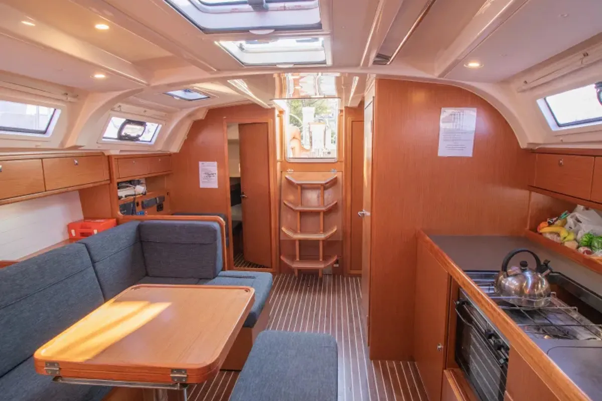 Galley of Stepping Stone, a Bavaria 41 sailboat at Pylaros, Greece