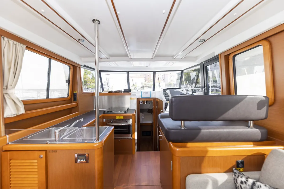 Galley of Blue Sky, a Beneteau Swift Trawler 34 Fly motorboat at Zadar, Croatia