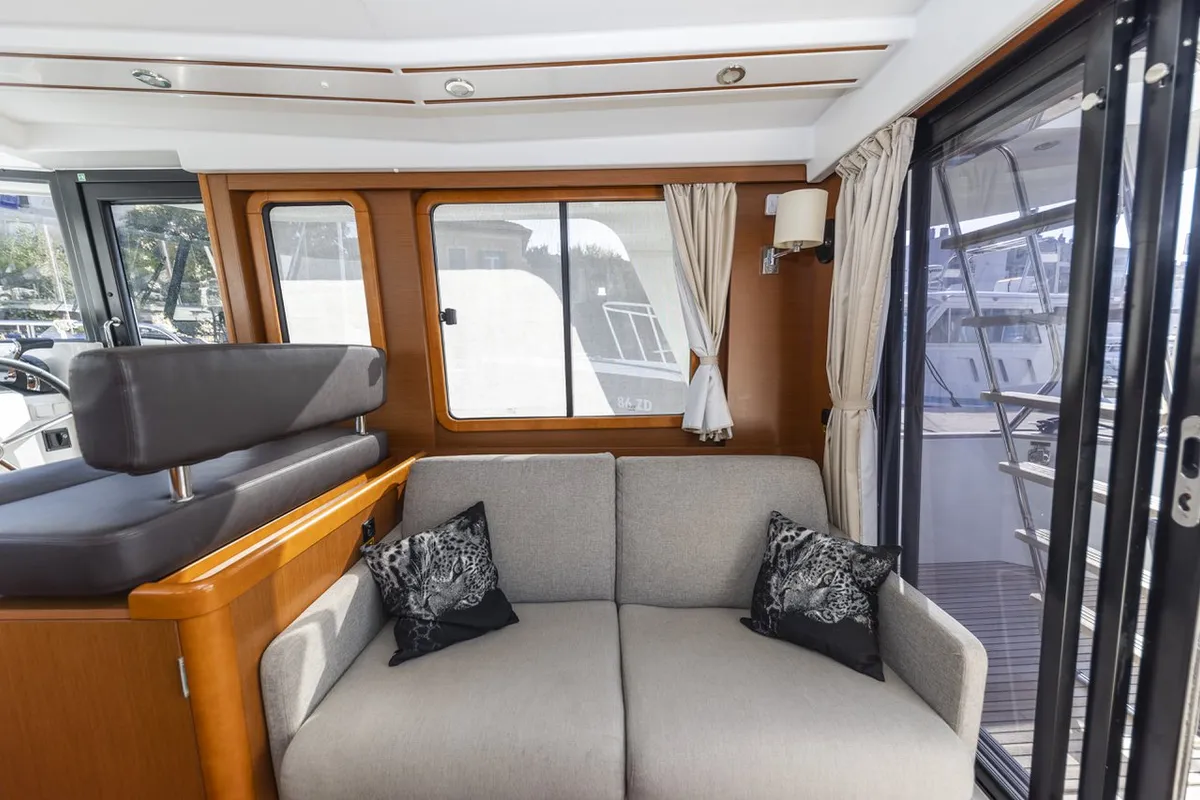 Salon of Blue Sky, a Beneteau Swift Trawler 34 Fly motorboat at Zadar, Croatia