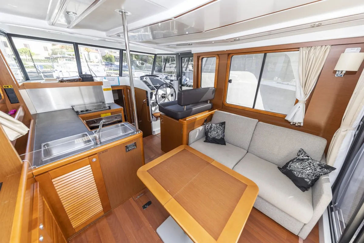 Salon of Blue Sky, a Beneteau Swift Trawler 34 Fly motorboat at Zadar, Croatia
