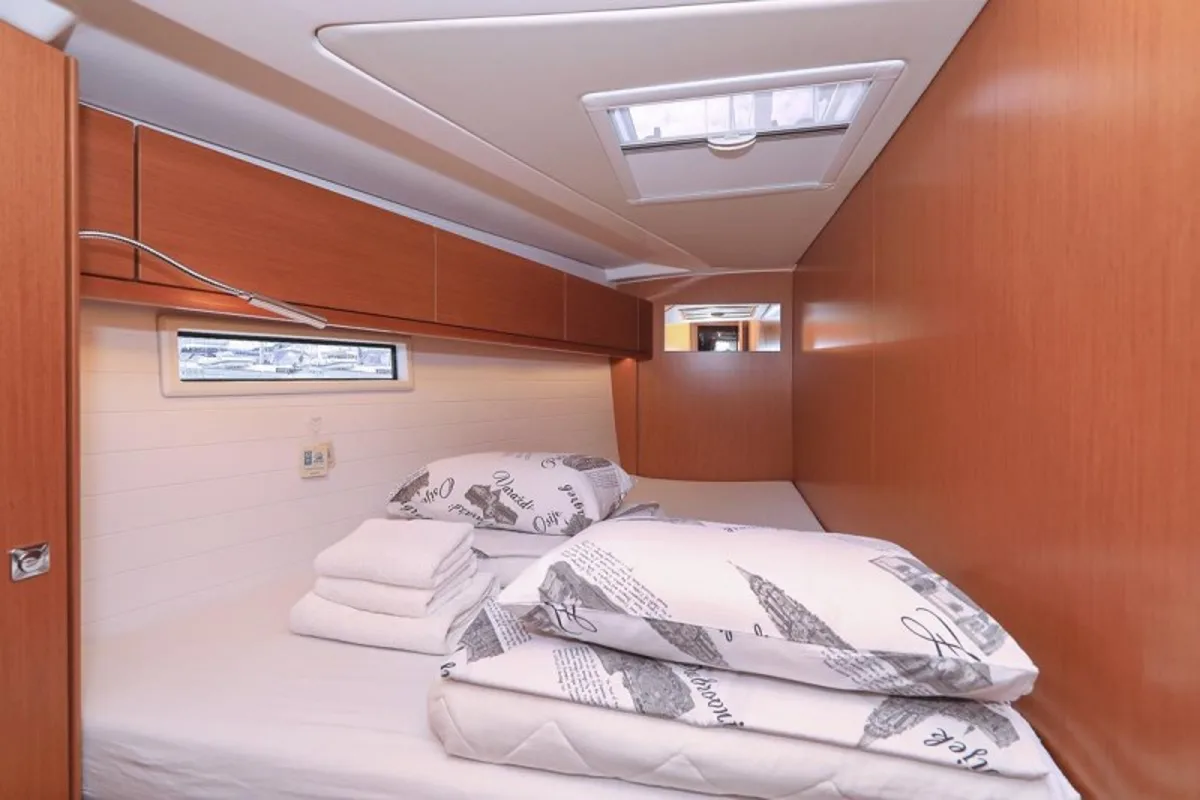 Cabin on Bonnytta, a Bavaria Cruiser 51 sailboat at Biograd na Moru, Croatia