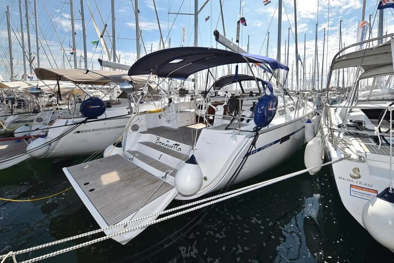Exterior view of Bonnytta, a Bavaria Cruiser 51 sailboat at Biograd na Moru, Croatia