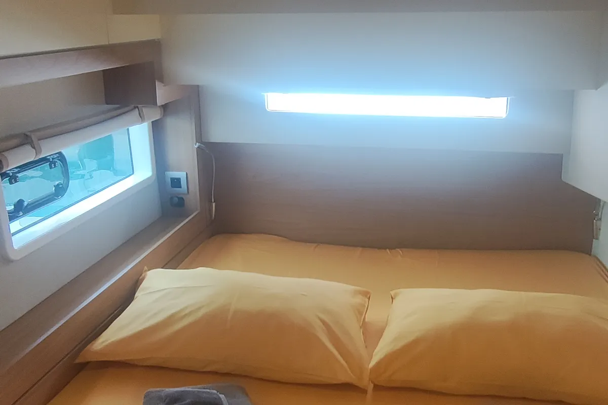 Cabin on Sahar, a Bali 4.2 catamaran at Capo d'Orlando, Italy
