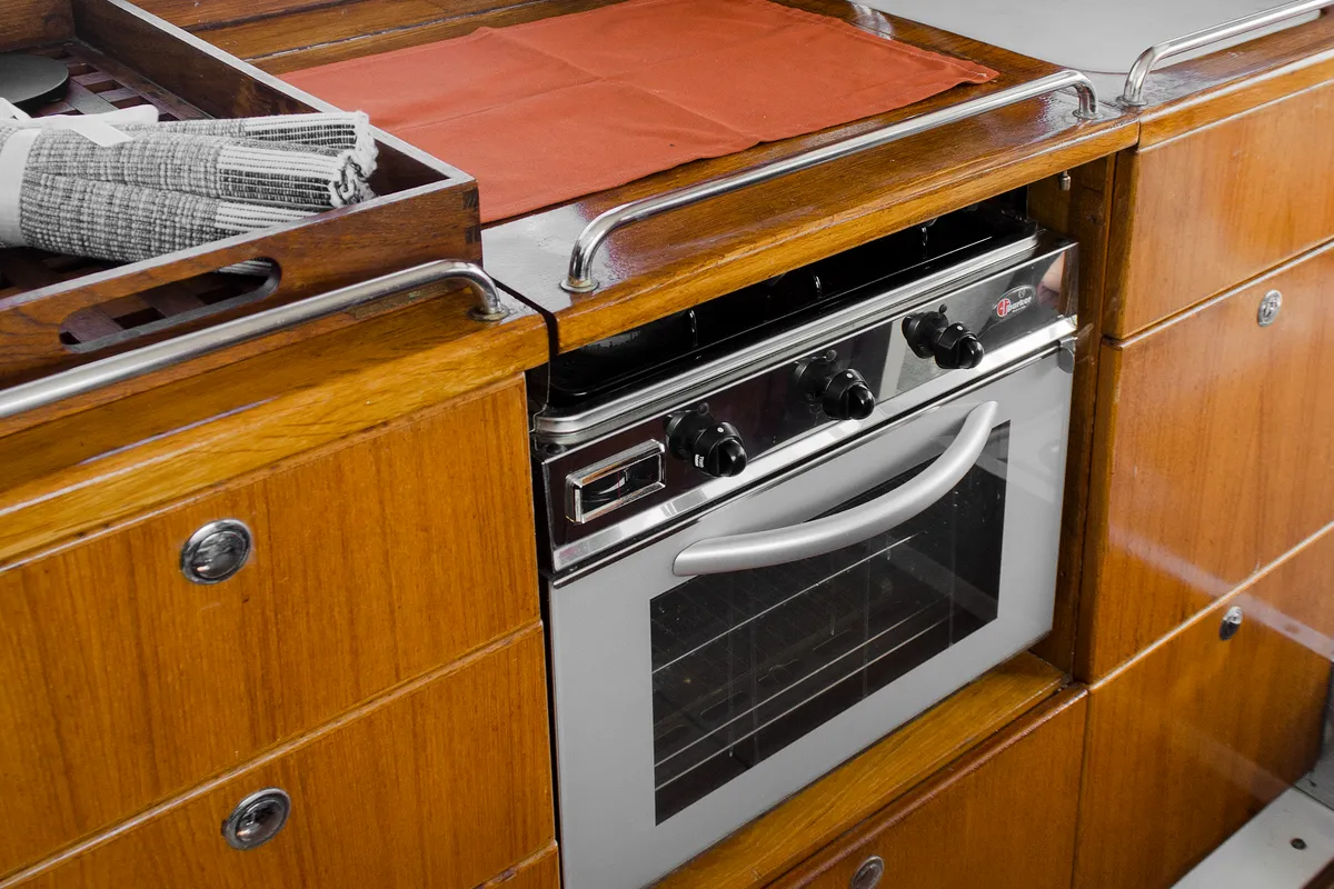 Galley of Nimbus 320 Coupe, a motorboat at Preveza, Greece