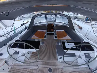 Cockpit of Binlik, a Hanse 460 sailboat at Fethiye, Turkey
