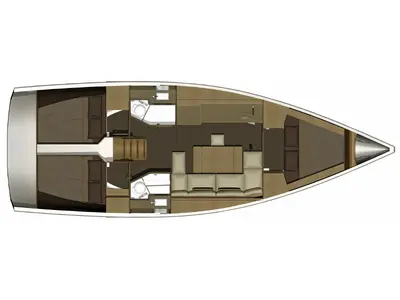 Floor plan of AF-D382, a Dufour 382 Grand Large sailboat at Municipal Unit of Rhodes, Greece