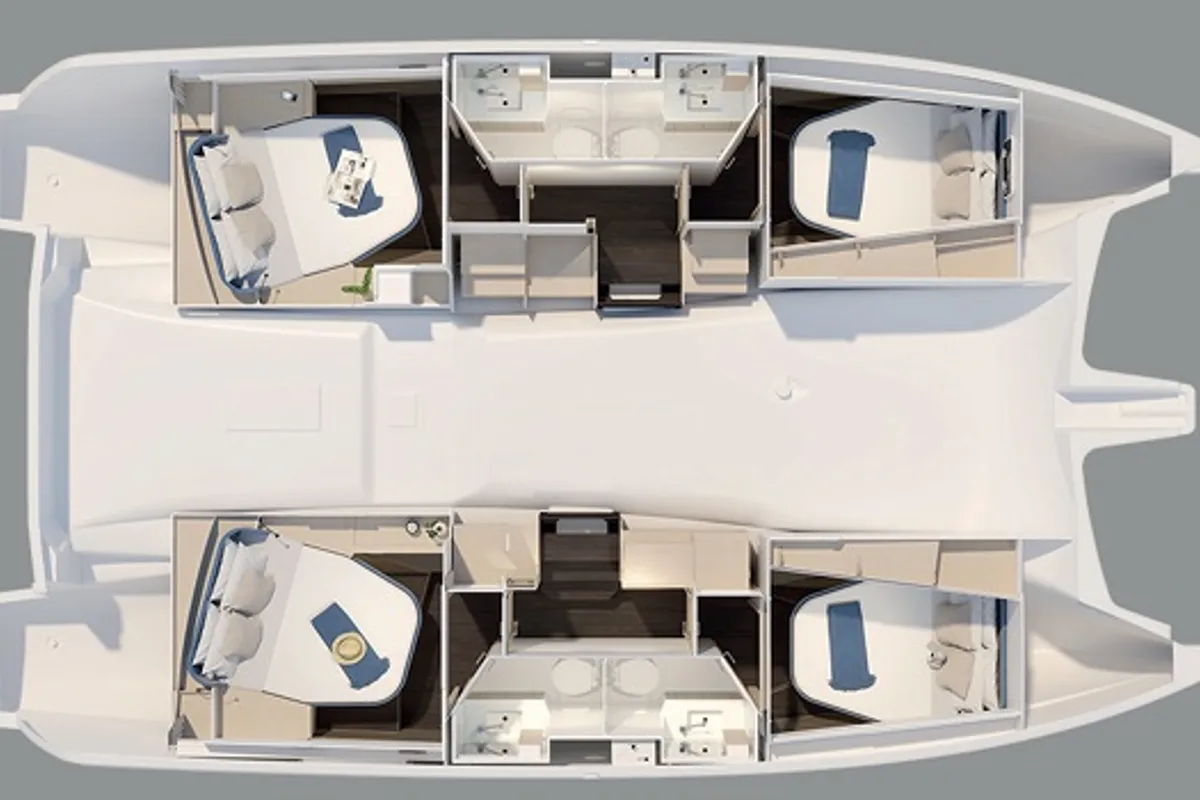 Floor plan of Stefania, a Fountaine Pajot FP 41 Quatuor 3 catamaran at Kos, Greece