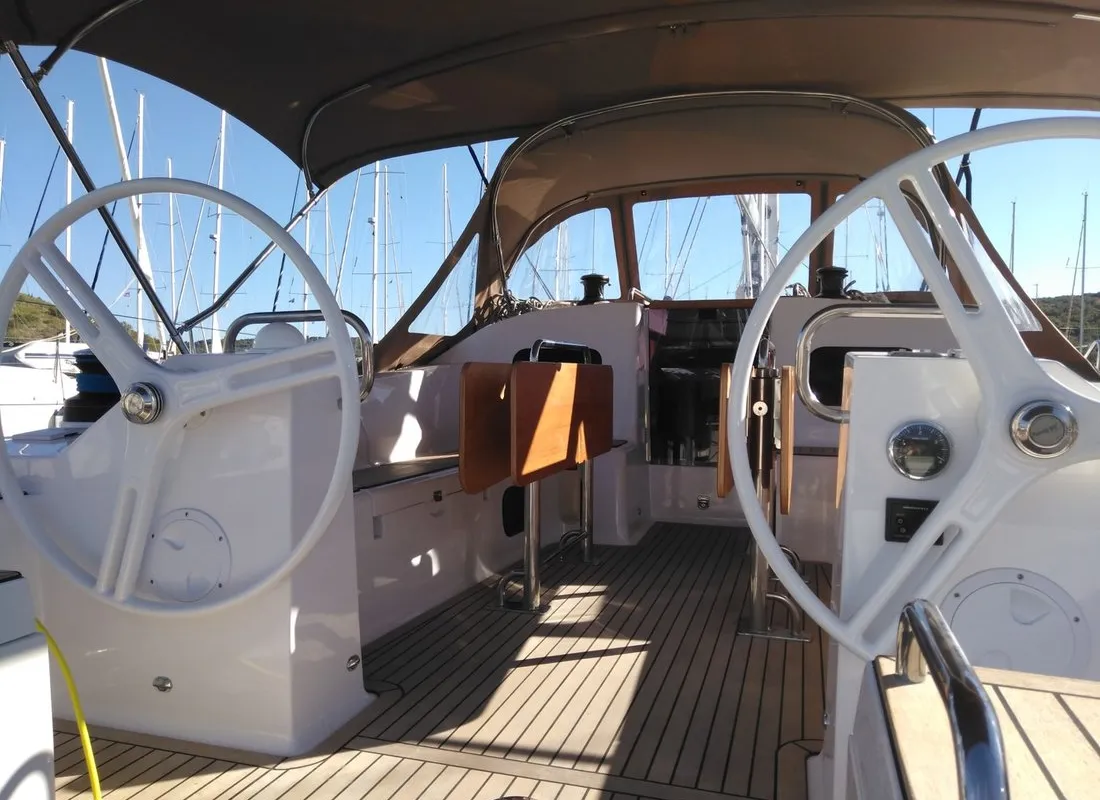 Cockpit of Sea Cloud 3, a Elan Impression 45.1 sailboat at Pula, Croatia