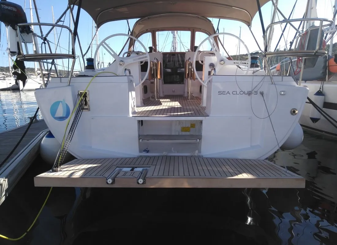 Exterior view of Sea Cloud 3, a Elan Impression 45.1 sailboat at Pula, Croatia