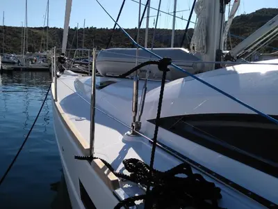 Deck of Sea Cloud 3, a Elan Impression 45.1 sailboat at Pula, Croatia