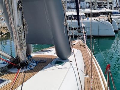 Deck of Spanaki II, a Jeanneau Sun Odyssey 45 sailboat at Athens, Greece