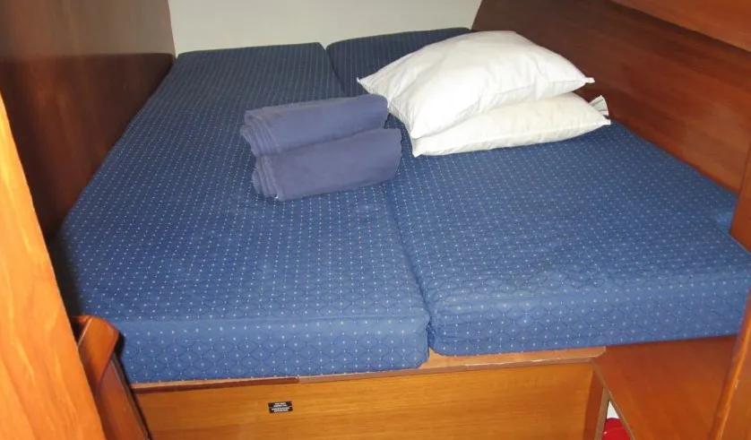 Cabin on Spanaki II, a Jeanneau Sun Odyssey 45 sailboat at Athens, Greece