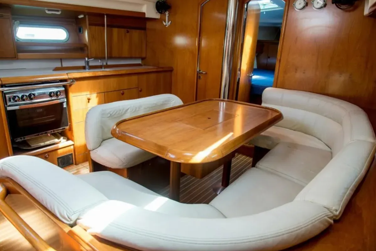 Salon of Spanaki II, a Jeanneau Sun Odyssey 45 sailboat at Athens, Greece