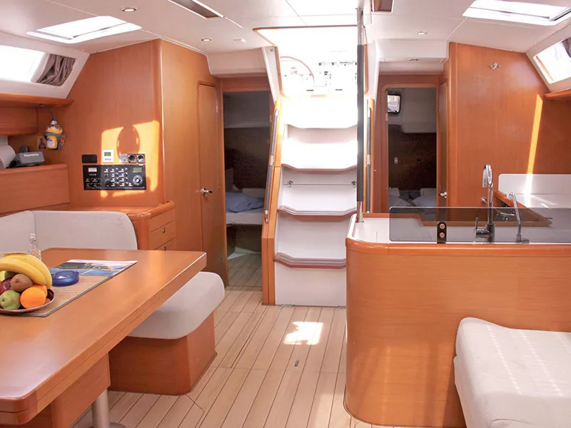 Salon of Zeus, a Jeanneau 53 sailboat at Lavreotiki Municipal Unit, Greece
