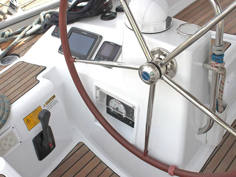 Cockpit of Zeus, a Jeanneau 53 sailboat at Lavreotiki Municipal Unit, Greece