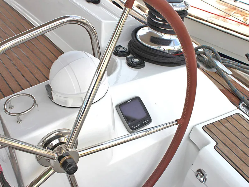 Cockpit of Zeus, a Jeanneau 53 sailboat at Lavreotiki Municipal Unit, Greece