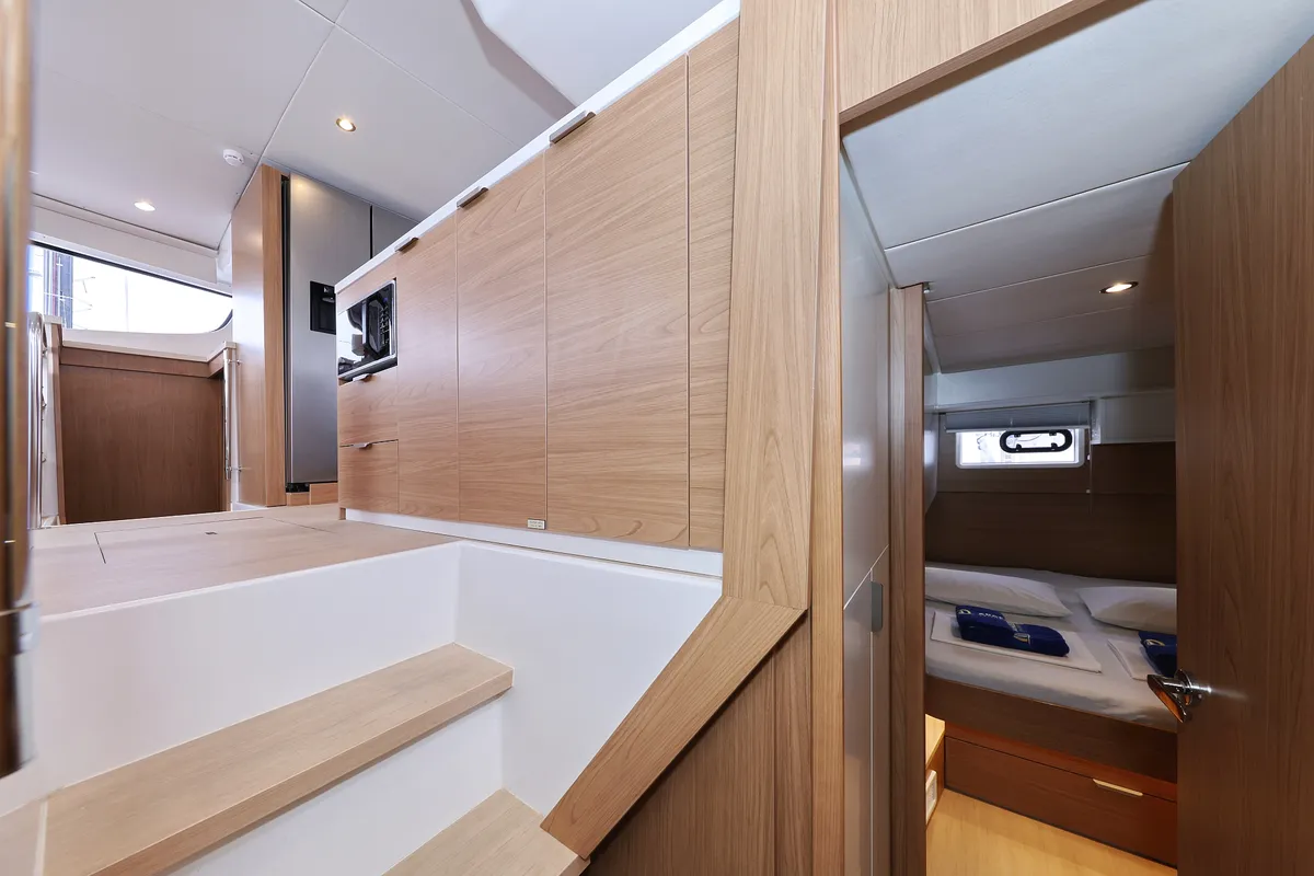 Cabin on Double Trouble, a Bali 4.4 catamaran at Rogoznica, Croatia
