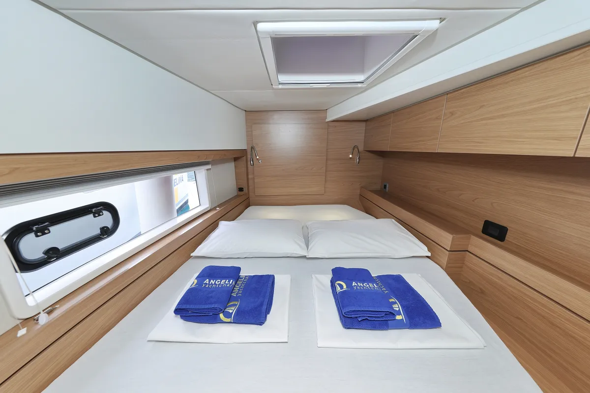 Cabin on Double Trouble, a Bali 4.4 catamaran at Rogoznica, Croatia
