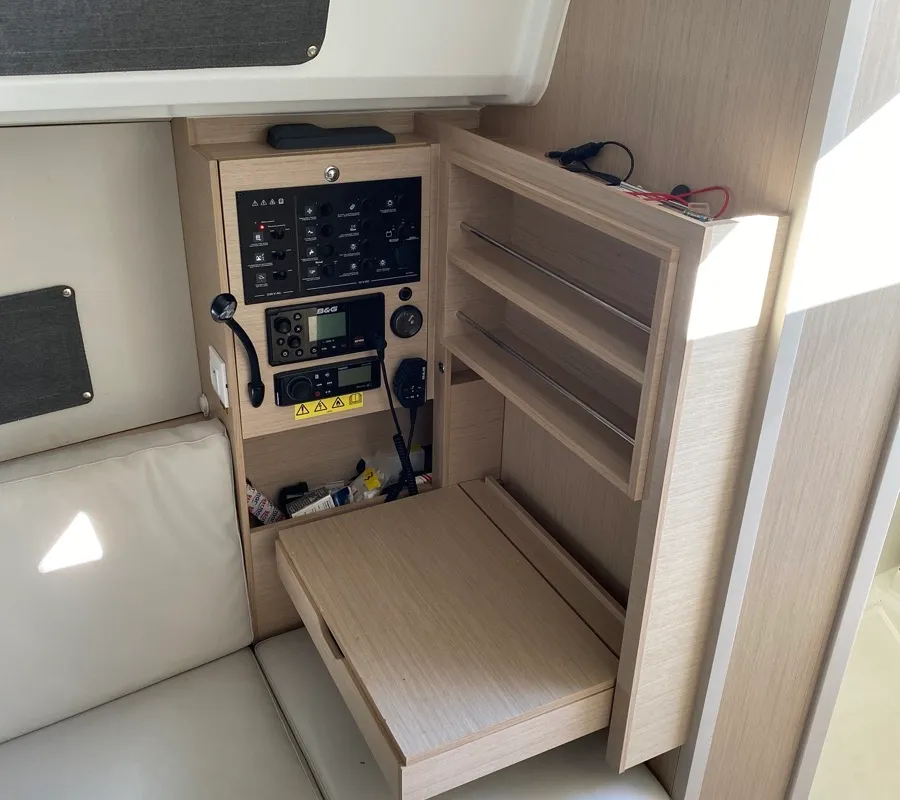 Salon of Carina, a Beneteau Oceanis 30.1 sailboat at Olbia, Italy