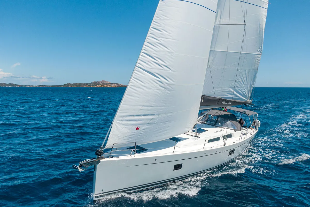 Exterior view of Hanse 508, a sailboat at Cannigione, Italy