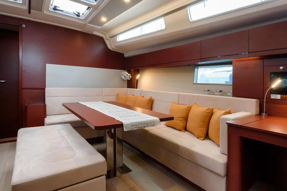 Salon of Hanse 508, a sailboat at Cannigione, Italy