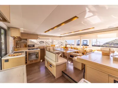 Galley of DOLCIA, a Lagoon 51 catamaran at Lefkada, Greece