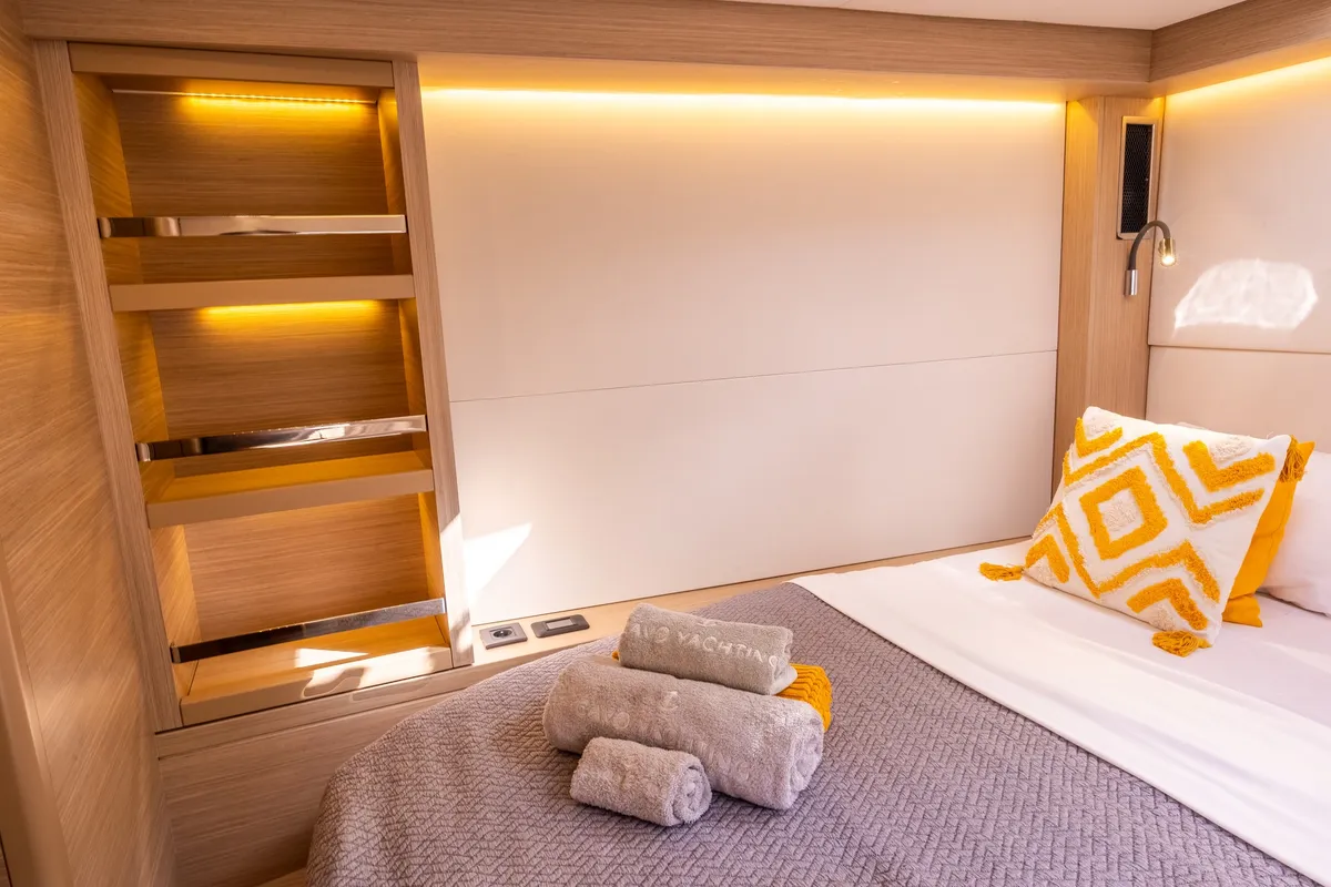 Cabin on DOLCIA, a Lagoon 51 catamaran at Lefkada, Greece